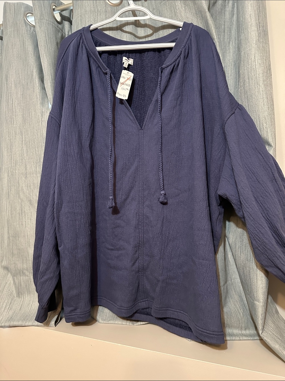 aerie Indigo Long sleeve with V-Neck and Tassels